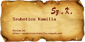 Szubotics Kamilla névjegykártya