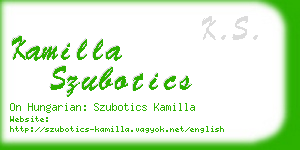 kamilla szubotics business card